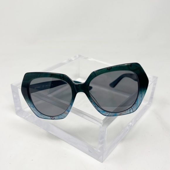 ETRO ET 608S 538 Sunglasses Blue Paisley Gradient 70s Retro Designer Italy *READ - Picture 1 of 8